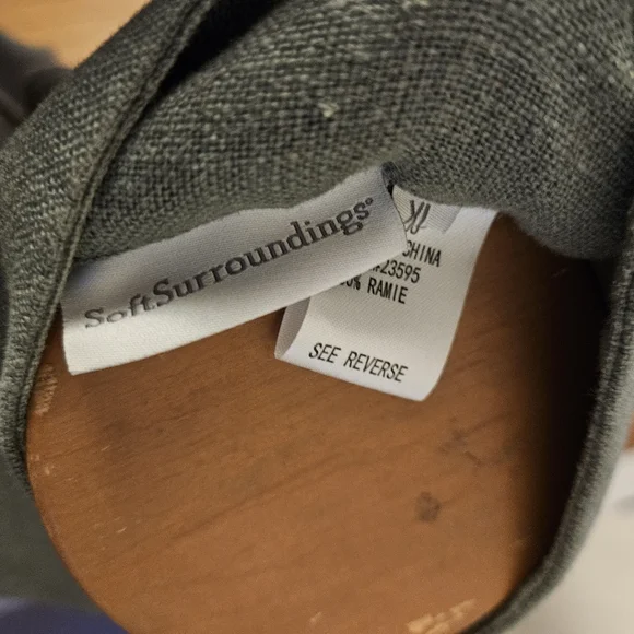 Soft Surroundings Ramie Jacket Sage Green Sheffield Coins Military size XL - Picture 5 of 5